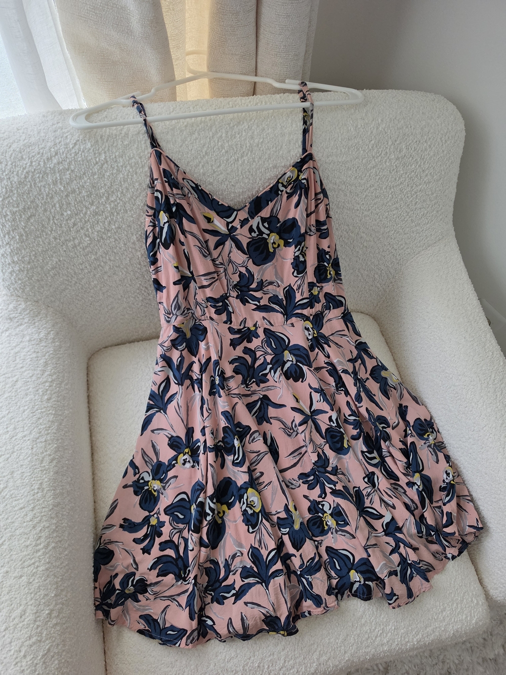 Talula Pink Floral Slip Dress with Navy and Yellow Blooms Small 4 Or 6